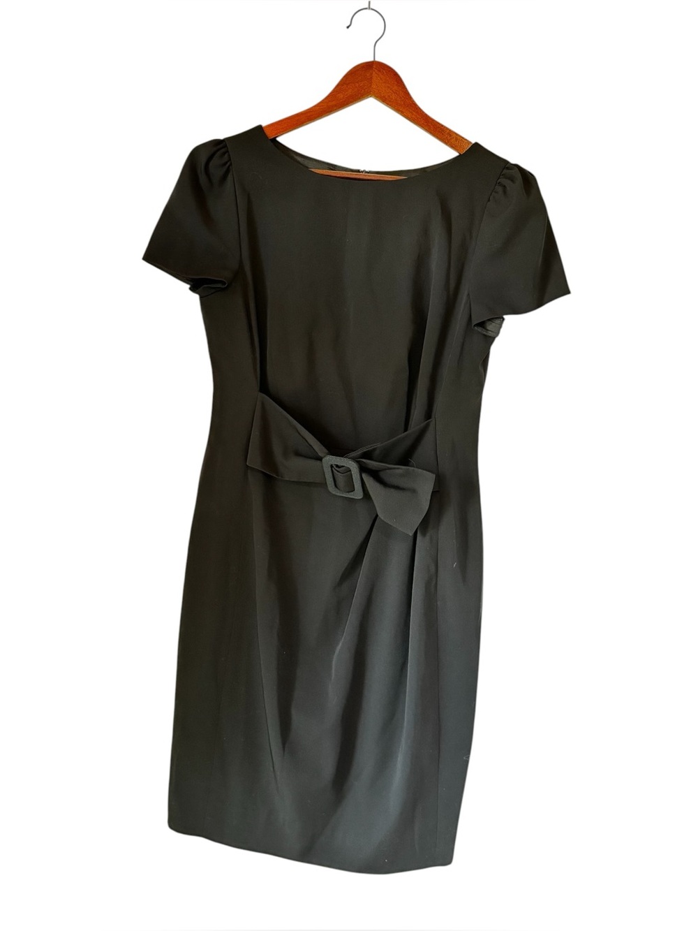 Moschino Cheap and Chic Black Virgin Wool Bow Belt Sheath Dress US 10